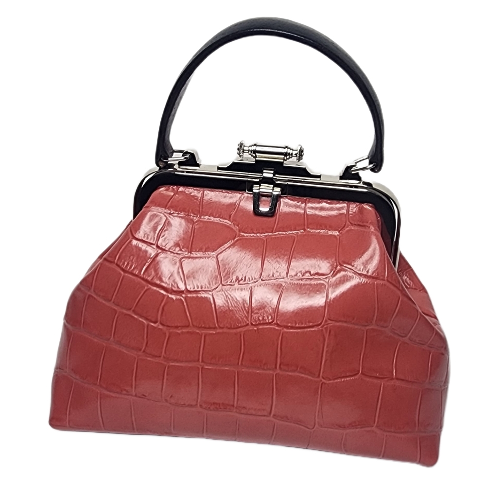 MAXXIMUM. Cherry Red, leather, frame handbag.